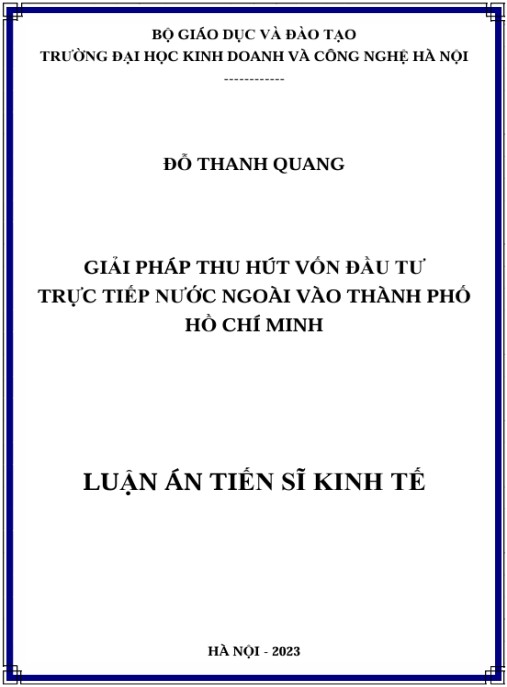 Luận án Giải pháp thu hút vốn đầu tư trực tiếp nước ngoài vào Thành phố Hồ Chí Minh