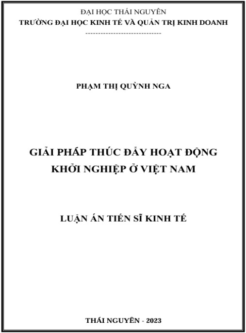 Luận án Giải pháp thúc đẩy hoạt động khởi nghiệp ở Việt Nam