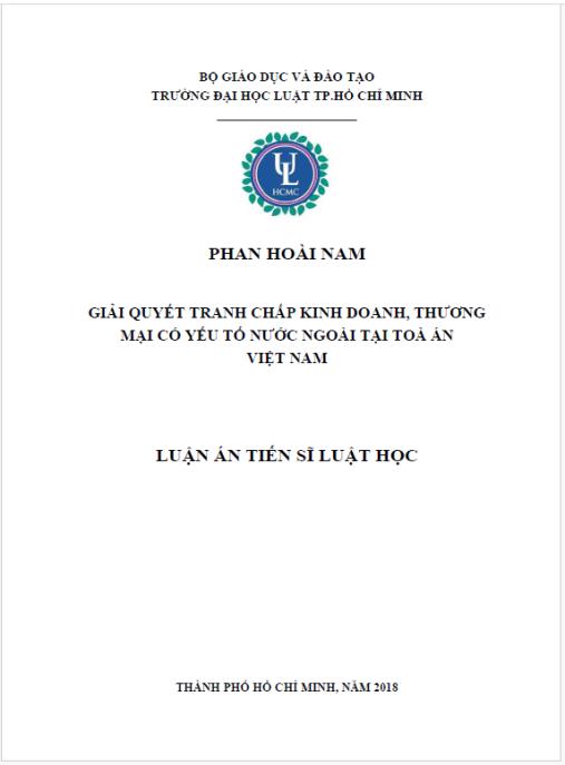 Luận án Giải quyết tranh chấp kinh doanh, thương mại có yếu tố nước ngoài tại Tòa án Việt Nam