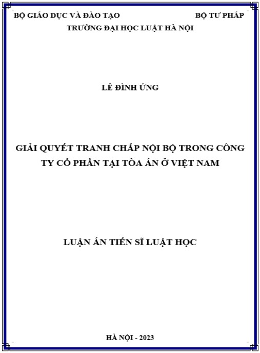 Luận án Giải quyết tranh chấp nội bộ trong công ty cổ phần tại Tòa án ở Việt Nam