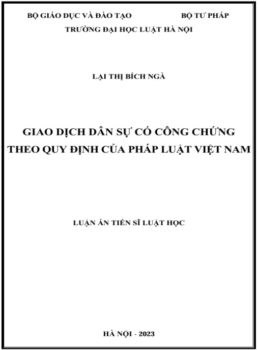 Luận án Giao dịch dân sự có công chứng theo quy định của pháp luật Việt Nam