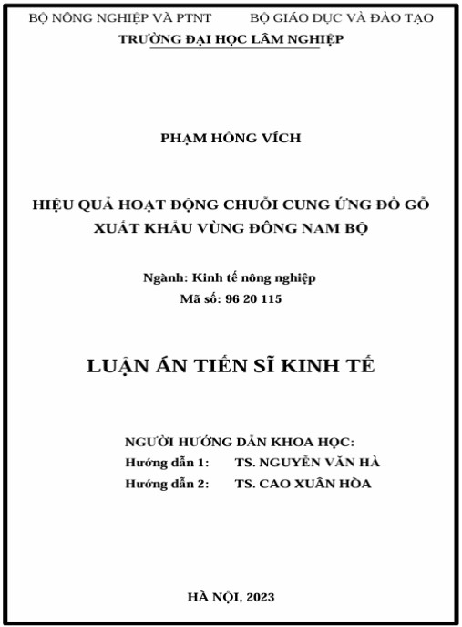 Luận án Hiệu quả hoạt động của chuỗi cung ứng đồ gỗ xuất khẩu vùng Đông Nam bộ