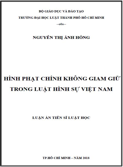 Luận án Hình phạt chính không giam giữ trong Luật hình sự Việt Nam