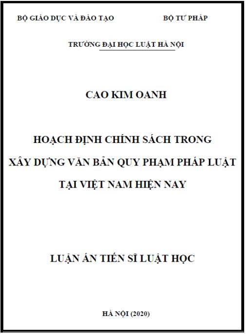 Luận án Hoạch định chính sách trong xây dựng văn bản quy phạm pháp luật ở Việt Nam hiện nay