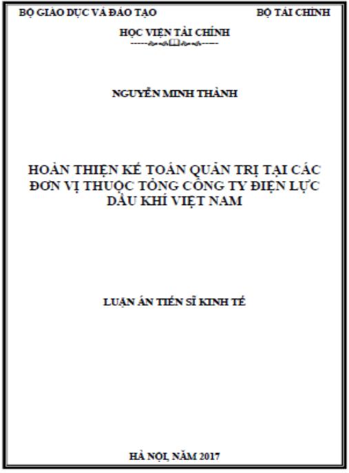 Luận án Hoàn thiện Kế toán quản trị tại các đơn vị thuộc Tổng Công ty Điện lực Dầu khí Việt Nam