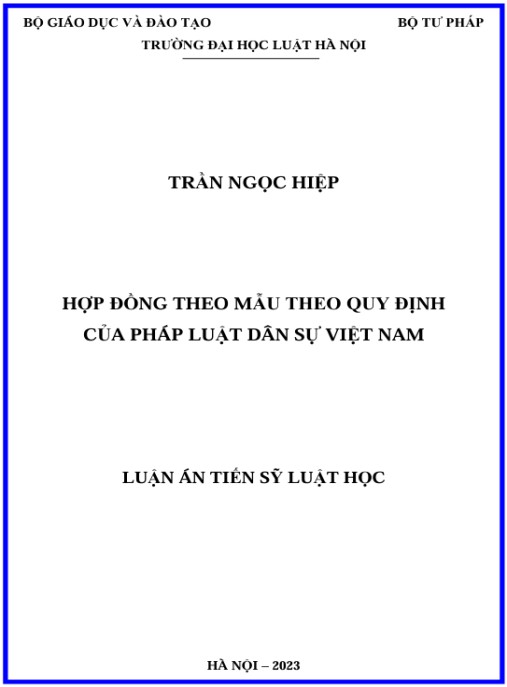 Luận án Hợp đồng theo mẫu theo quy định của pháp luật dân sự Việt Nam