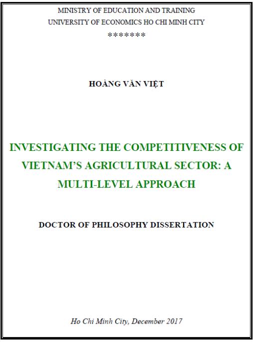 Luận án Investigating The Competitiveness of Vietnam’s Agricultural Sector: A Multi-Level Approach.