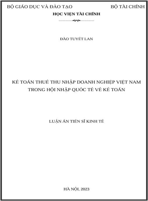 Luận án Kế toán thuế thu nhập doanh nghiệp Việt Nam trong hội nhập quốc tế về kế toán