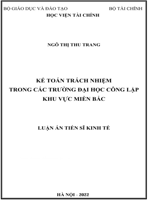 Luận án Kế toán trách nhiệm trong các trường đại học công lập khu vực miền Bắc