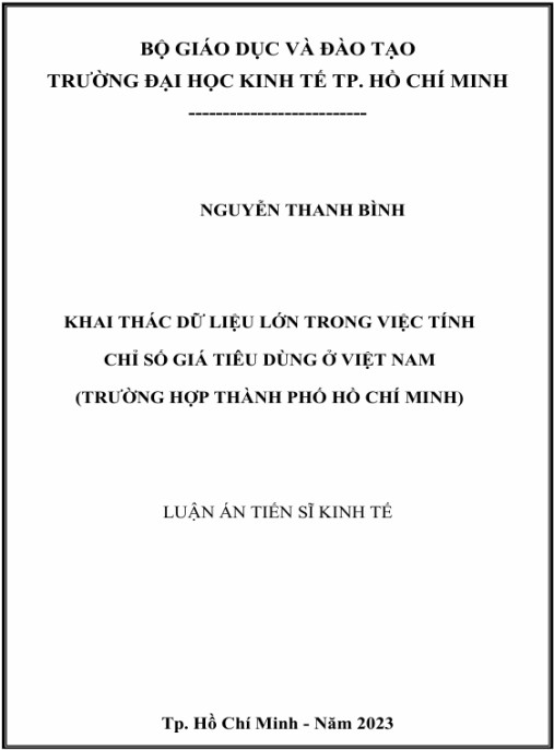 Luận án Khai thác dữ liệu lớn trong việc tính chỉ số giá tiêu dùng ở Việt Nam (trường hợp Thành phố Hồ Chí Minh)