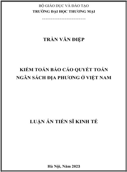 Luận án Kiểm toán báo cáo quyết toán ngân sách địa phương ở Việt Nam