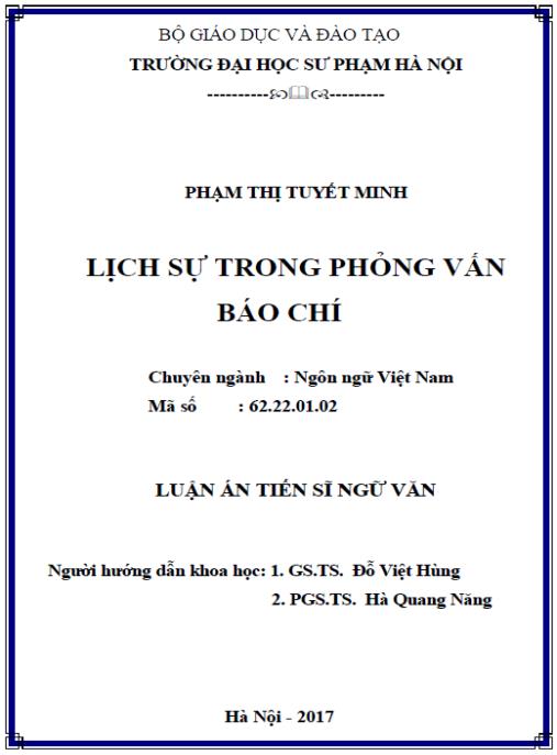 Luận án Lịch sự trong phỏng vấn báo chí