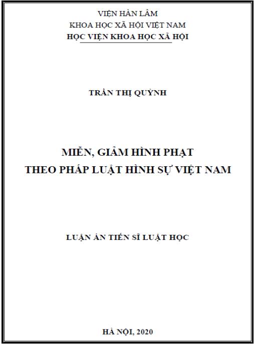 Luận án Miễn, giảm hình phạt theo pháp luật hình sự Việt Nam