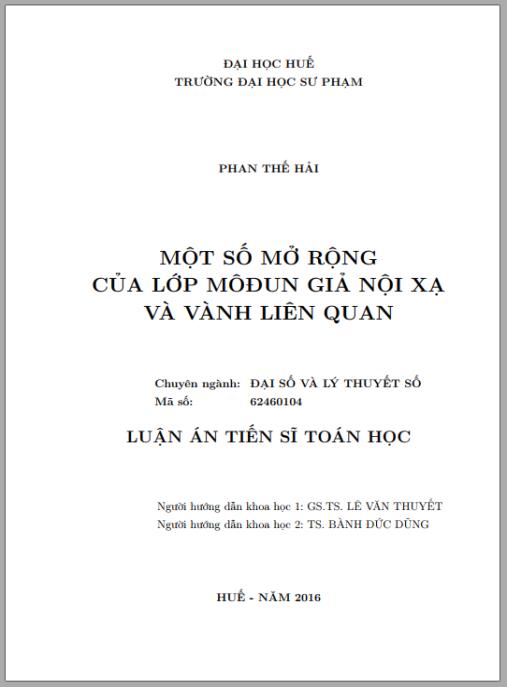 Luận án Một số mở rộng của lớp môđun giả nội xạ và vành liên quan