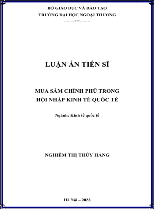 Luận án Mua sắm chính phủ trong hội nhập kinh tế quốc tế