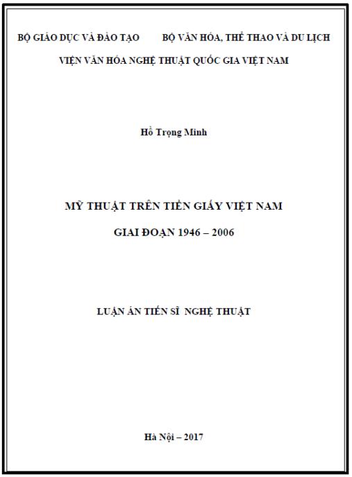 Luận án Mỹ thuật trên tiền giấy Việt Nam giai đoạn 1946-2006.