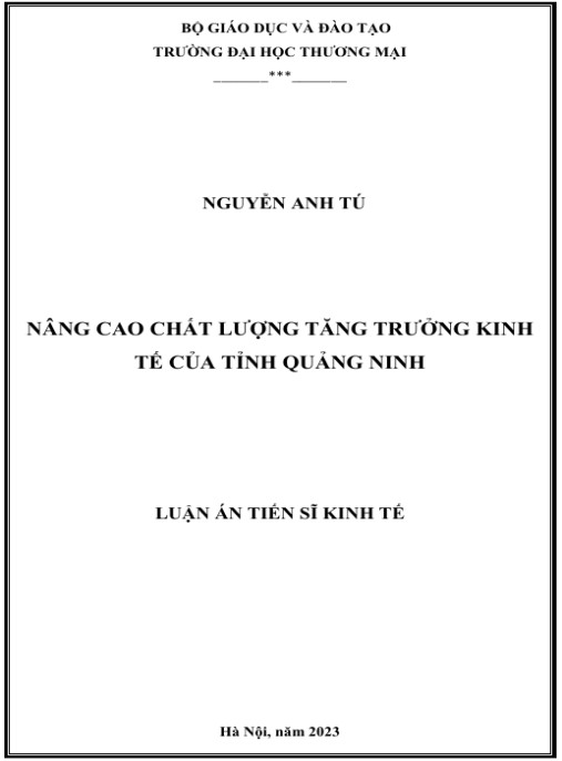 Luận án Nâng cao chất lượng tăng trưởng kinh tế của tỉnh Quảng Ninh