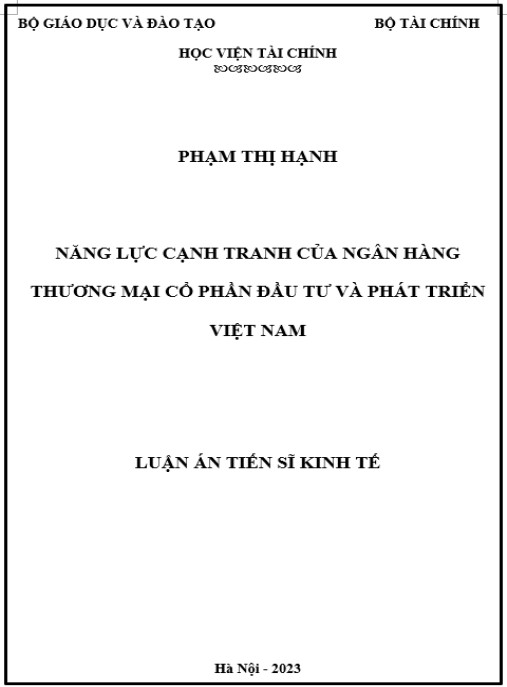 Luận án Năng lực cạnh tranh của Ngân hàng thương mại cổ phần Đầu tư và Phát triển Việt Nam
