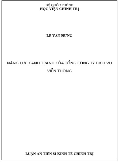 Luận án Năng lực cạnh tranh của Tổng công ty Dịch vụ Viễn thông