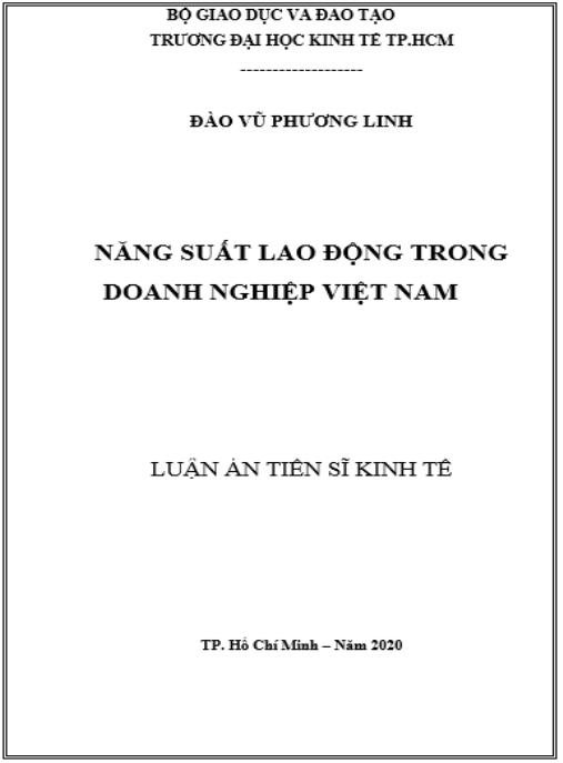 Luận án Năng suất lao động trong doanh nghiệp Việt Nam