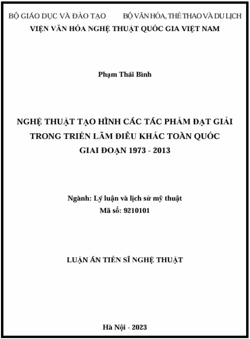 Luận án Nghệ thuật tạo hình các tác phẩm đạt giải trong triển lãm điêu khắc toàn quốc giai đoạn 1973 – 2013