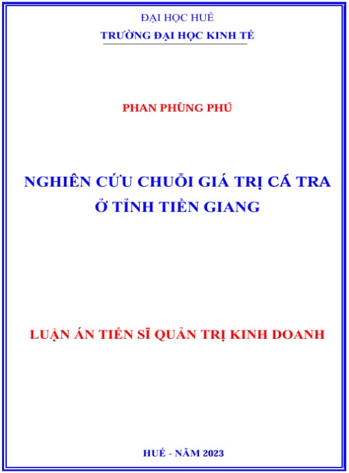 Luận án Nghiên cứu chuỗi giá trị cá tra ở tỉnh Tiền Giang