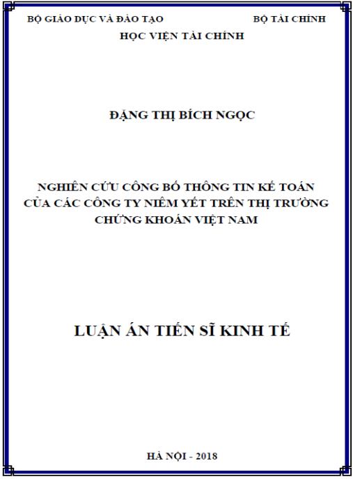 Luận án Nghiên cứu công bố thông tin kế toán của các công ty niêm yết trên thị trường chứng khoán Việt Nam