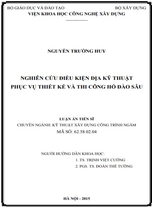 Luận án Nghiên cứu điều kiện địa kỹ thuật phục vụ thiết kế và thi công hố đào sâu