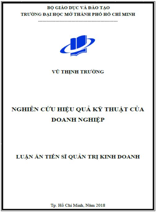 Luận án Nghiên cứu hiệu quả kỹ thuật của doanh nghiệp.