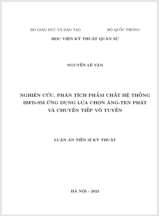 Luận án Nghiên cứu, phân tích phẩm chất hệ thống IBFD-SM ứng dụng lựa chọn ăng-ten phát và chuyển tiếp vô tuyến