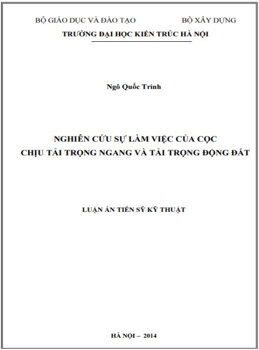 Luận án Nghiên cứu sự làm việc của cọc chịu tải trong ngang và tải trọng động đất