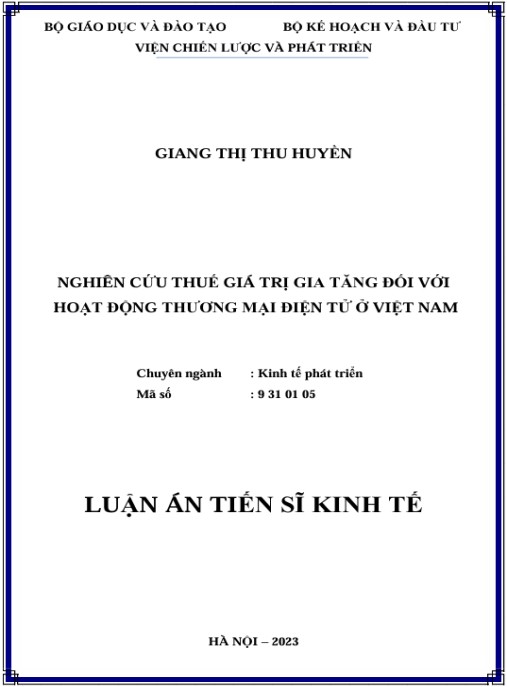 Luận án Nghiên cứu thuế giá trị gia tăng đối với hoạt động thương mại điện tử ở Việt Nam