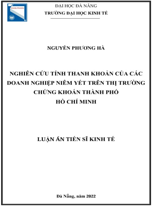 Luận án Nghiên cứu tính thanh khoản của các doanh nghiệp niêm yết trên thị trường chứng khoán thành phố Hồ Chí Minh