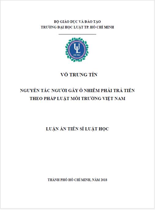 Luận án Nguyên tắc người gây ô nhiễm phải trả tiền theo pháp luật môi trường Việt Nam