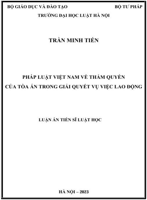 Luận án Pháp luật Việt Nam về thẩm quyền của Toà án trong giải quyết vụ việc lao động