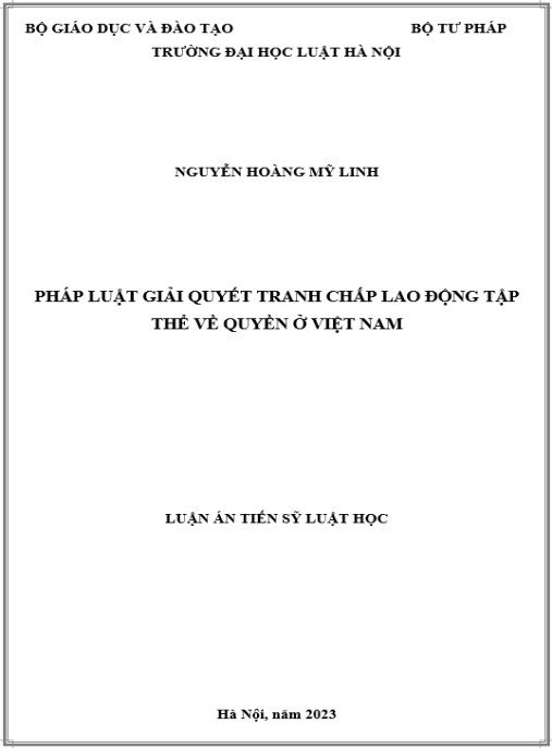 Luận án Pháp luật giải quyết tranh chấp lao động tập thể về quyền ở Việt Nam