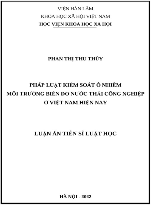 Luận án Pháp luật kiểm soát ô nhiễm môi trường biển do nước thải công nghiệp ở Việt Nam hiện nay