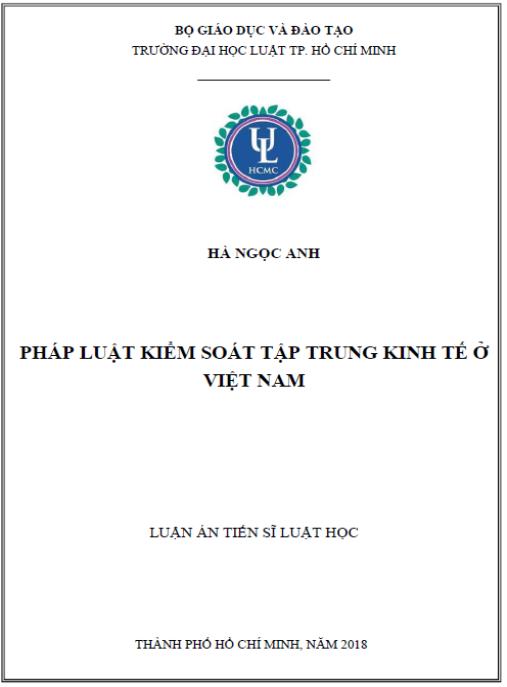 Luận án Pháp luật kiểm soát tập trung kinh tế ở Việt Nam