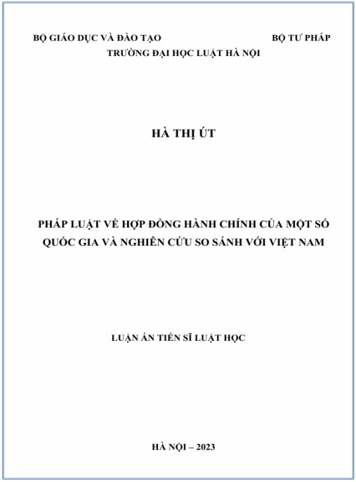 Luận án Pháp luật về hợp đồng hành chính của một số quốc gia và nghiên cứu so sánh với Việt Nam