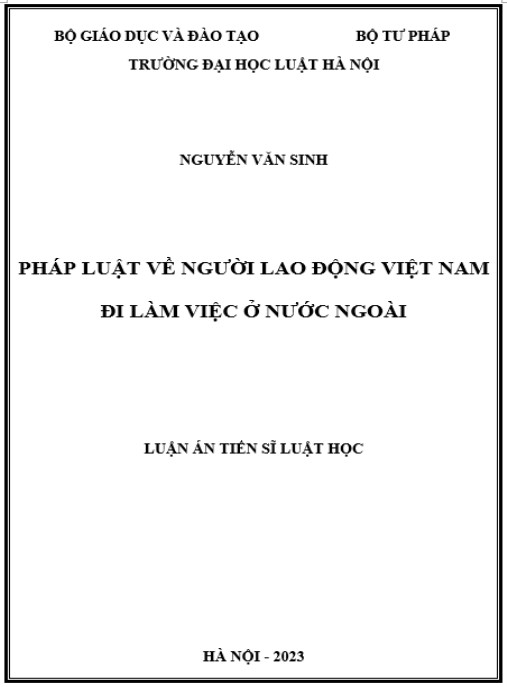 Luận án Pháp luật về người lao động Việt Nam đi làm việc ở nước ngoài