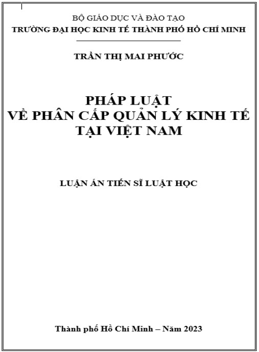Luận án Pháp luật về phân cấp quản lý kinh tế tại Việt Nam
