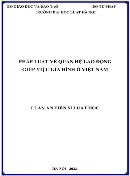 Luận án Pháp luật về quan hệ lao động giúp việc gia đình ở Việt Nam