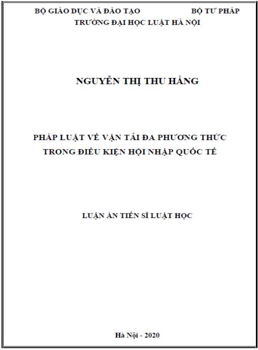 Luận án Pháp luật về vận tải đa phương thức trong điều kiện hội nhập quốc tế