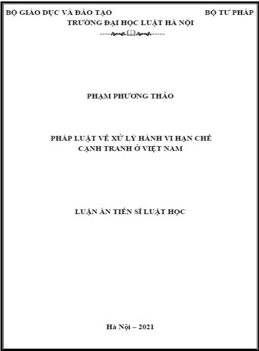 Luận án Pháp luật về xử lý hành vi hạn chế cạnh tranh ở Việt Nam