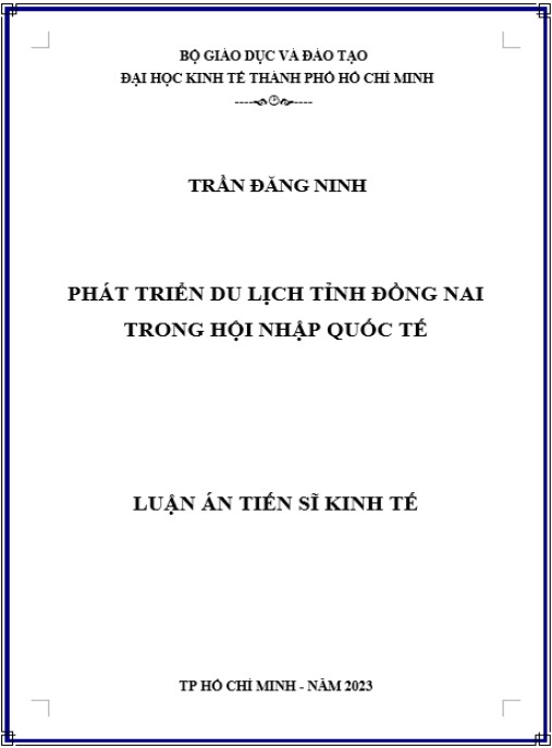 Luận án Phát triển Du lịch Tỉnh Đồng Nai trong hội nhập Quốc tế