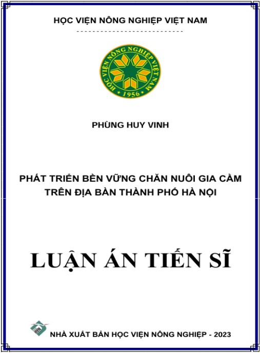 Luận án Phát triển bền vững chăn nuôi gia cầm trên địa bàn thành phố Hà Nội