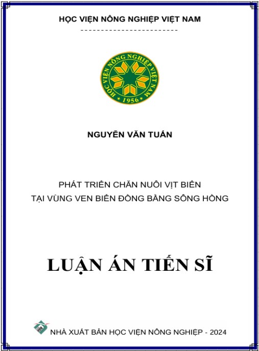 Luận án Phát triển chăn nuôi vịt biển tại vùng ven biển Đồng bằng sông Hồng