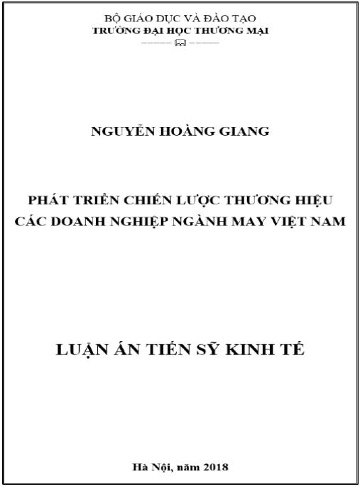 Luận án Phát triển chiến lược thương hiệu các doanh nghiệp ngành May Việt Nam