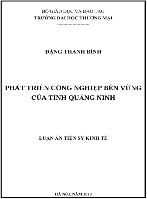 Luận án Phát triển công nghiệp bền vững của tỉnh Quảng Ninh