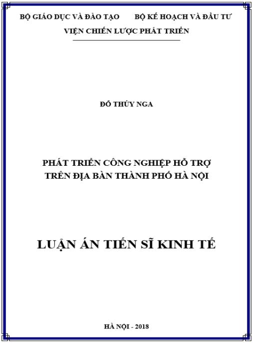 Luận án Phát triển công nghiệp hỗ trợ trên địa bàn thành phố Hà Nội